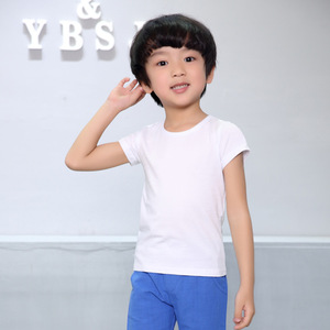 夏款童装儿童短袖T恤 白色纯棉圆领打底衫韩版纯色长袖体血衫黑色