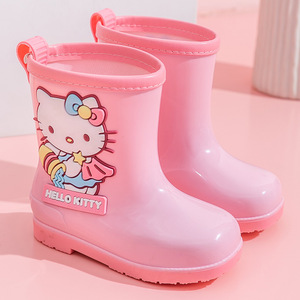 凯蒂猫儿童雨鞋女童四季防滑胶鞋小童中筒水鞋小孩幼儿园宝宝雨靴