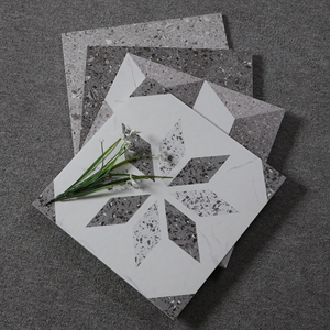 灰色仿古水磨石小地砖厨房卫生间30x30墙砖哑光防滑拼花几何瓷砖