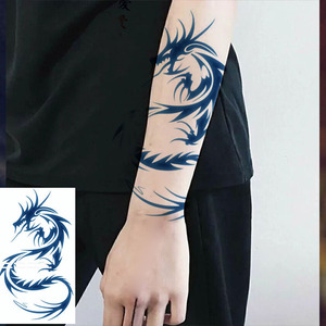 青龙苍龙纹身贴纸防水男女款持久胸背龙图腾花臂刺青贴小腿半臂