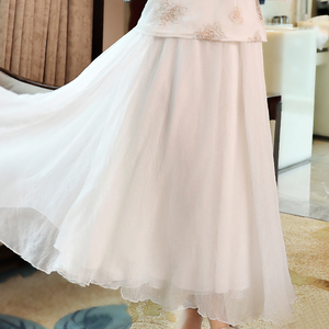 白色半身裙女夏a字裙高腰中长款雪纺裙气质百搭仙女裙2019春新款