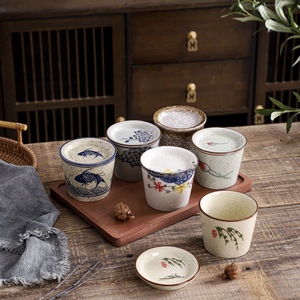 新中式茶杯主人杯陶瓷釉下彩茶杯个人专用品茗杯带盖功夫茶具套装