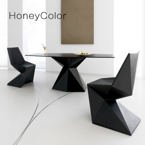 北欧创意菱形玻璃钢洽谈桌潘通桌椅组合户外异形阳台防晒庭院餐椅