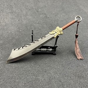 22cm 古代兵器金丝大环刀合金武器模型九环大刀摆件摆饰玩具