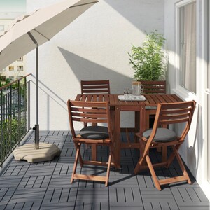 正品宜家阿普莱诺户外桌椅实木折叠咖啡桌阳台休闲桌椅庭院餐桌椅