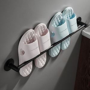 浴室拖鞋架壁挂式免打孔卫生间鞋托收纳神器厕所门后置物架太空铝