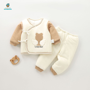 初生婴儿衣服a类秋冬新款分体套装0一3一6月小宝宝冬装棉服两件套