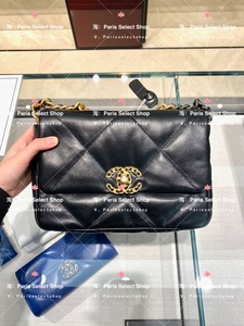 法国代购 Chanel 经典款 19 Bag 菱格纹 小号 羊皮女包 黑色