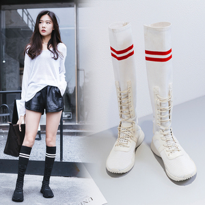 ins超火长筒弹力袜子靴女百搭透气学院风休闲运动鞋高帮鞋