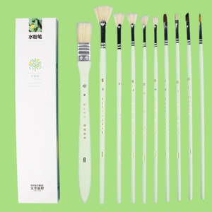 文萃画材大树系列水粉颜料画笔狼毫圆头水彩笔单支套装扇形排笔