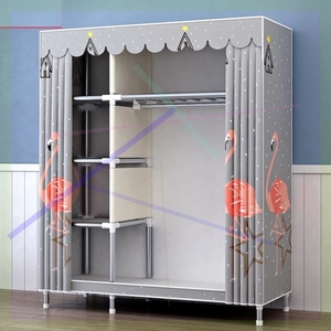 布柜简易布衣柜无门女孩拉链全封闭大衣柜小户型钢管加厚儿童男孩