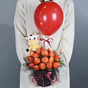 草莓花束diy材料包过年情人节日礼物新鲜水果零食带灯半成品套装