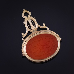 lg1601 拿破仑三世时期 14k金贵族徽章吊坠 法国金工 贝壳标