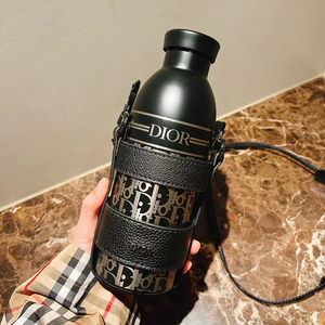 dior迪奥保温杯不锈钢 户外大肚杯 男女健身水壶 运动背带水杯