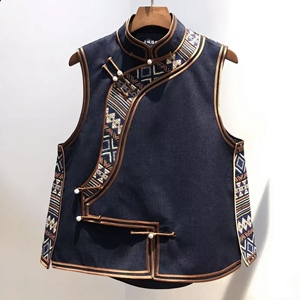 薄款春秋季常规立领民族风演出马夹时尚蒙古坎肩意想不到的201099