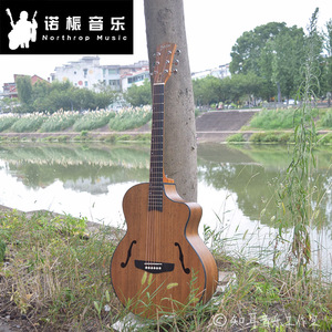 诺桭音乐 设计者LS-580提琴音孔胡桃木吉他初学包邮送网课