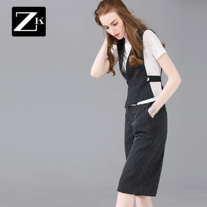 ZK阔腿裤装套装女装2016夏新款两件套OL气质时尚显瘦职业