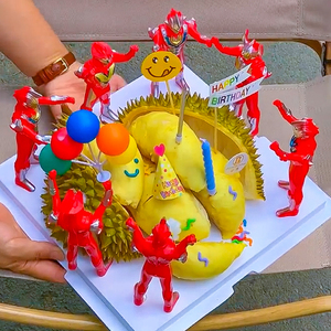 小红书抖音热卖网红爆款榴莲蛋糕装饰创意奥特曼摆件男孩生日派对