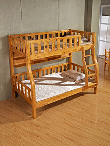 柏木高低床原木儿童床纯实木环保子母床中式上下床工厂直销家具