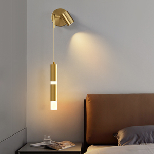 床头壁灯极简客厅卧室新款挂壁灯咖啡店电视背景墙圆柱轻奢射灯具