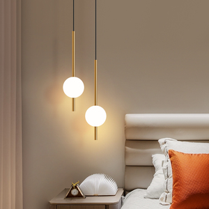 床头吊灯简约现代主卧室北欧吊线灯电视背景墙轻奢柜台长线鱼线灯