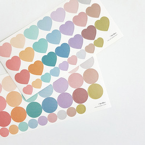 sweet 甜蜜彩虹色 可爱心形贴纸 圆形装饰贴 韩国ins风多色手账贴