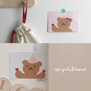 bear 温柔可爱 韩风设计师款 粉蓝色小熊卡片套装 服装店拍照道具