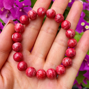 天然朱砂鸡血石手串 原矿手串 朱砂手串 本命年手串手链