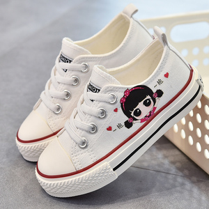女童帆布鞋2021春季新款童鞋儿童布鞋学生百搭鞋子女孩软底小白鞋
