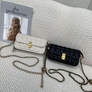 韩版时尚绣线菱格链条包包女包8059质感软皮锁扣小方包单肩斜挎包