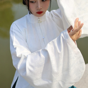 原创【白鹿】汉服明制传统立领对襟琵琶袖短袄秋冬提花棉日常女士