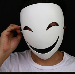 蛭子微笑面具漆黑的子弹小丑全脸纯白能面孙次郎万圣节表演道具