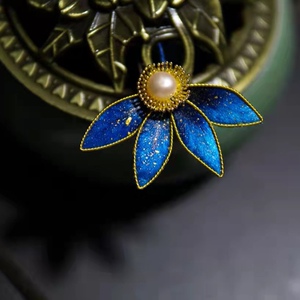 非遗扬州手工绒花掐丝洒金发簪成品汉服宋晋明制点缀百搭簪花小钗