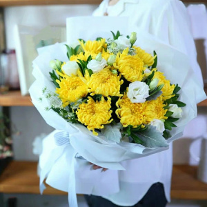 黄白菊花鲜花花束上坟悼念扫墓祭奠祭拜清明全国同城速递成都眉山