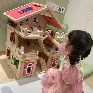 儿童木制仿真女孩过家家玩具别墅房间娃娃房公主房家具娃娃家
