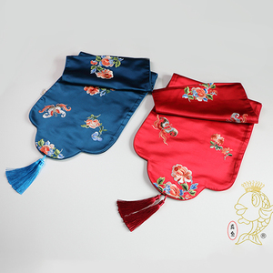 中式花蝶刺绣桌旗床旗餐垫柜旗桌布茶旗2021流苏现代安哥拉猫9912