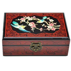 平遥漆器首饰盒中国风木质结婚新娘梳妆盒化妆盒陪嫁妆奁中式带锁