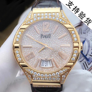 piaget/伯爵手表男士polo系列18k玫瑰金镶钻满天星款男表g0a31149