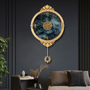 黄铜轻奢挂钟客厅家用时尚高档钟表新款大气静音欧式时钟表挂墙
