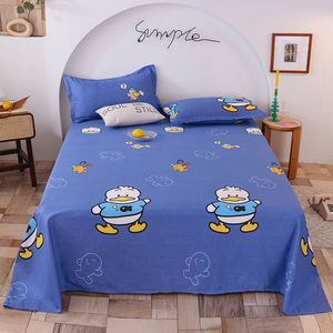 鸭子图案床单纯棉单件儿童卡通可爱男孩房间100全棉可裸睡学生1米