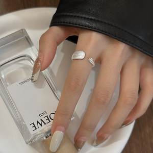 Z小姐925纯银磨砂素圈食指戒指女小众设计高级感时尚个性开口戒子
