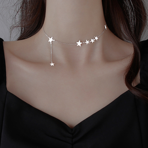 【z小姐】星星脖颈链女短款锁骨链女简约气质脖子饰品项链女纯银