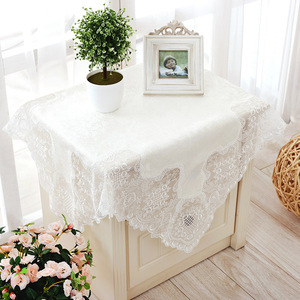 泰绣欧式白色仿绸缎现代桌布蕾丝布艺餐桌布圆桌布茶几桌布