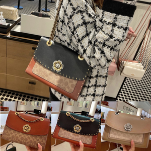 美国代购 coach/蔻驰女包 山茶花parker铆钉单肩斜挎手提链条包