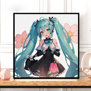 数字油画初音未来多巴胺简单填色画小学生小尺寸卡通人物绘画diy