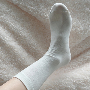软糯月子袜白色长款堆堆袜子简约女士中筒夏季中筒袜