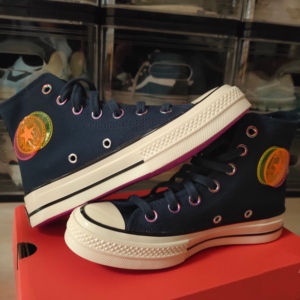 2021夏季新款日系匡威魂动城市上海霓虹深蓝色高帮帆布鞋170491c