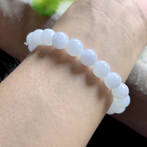 9-10mm缅甸料 白冰天然a货翡翠手链玉手串 玉石珠链女淡雅款包邮