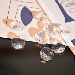水晶八角珠各种规格机磨双孔新品水晶灯配件门帘隔断珠帘灯饰珠子