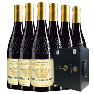 波亚克酒类专营店天猫勃兰登堡玛洛公主法国干红葡萄酒红酒14度双支